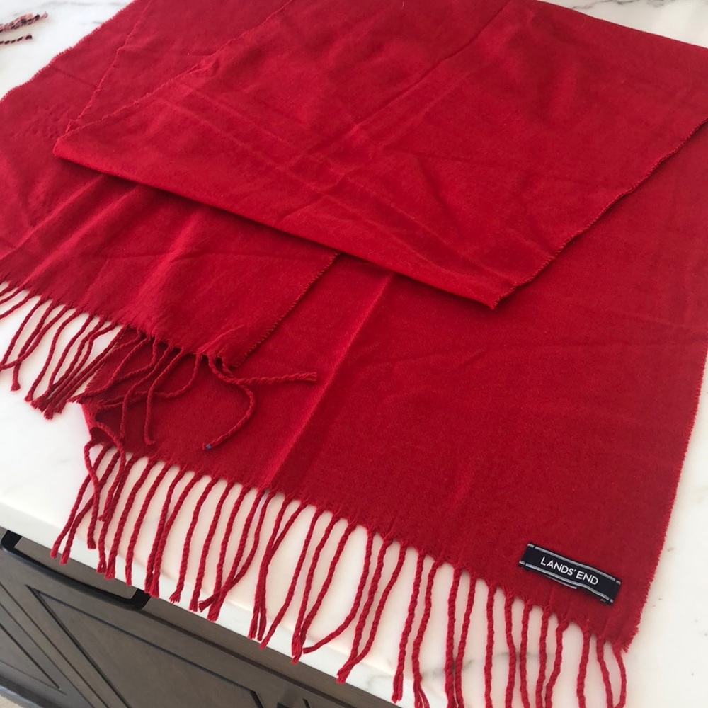 Excellent condition red Lands End scarf